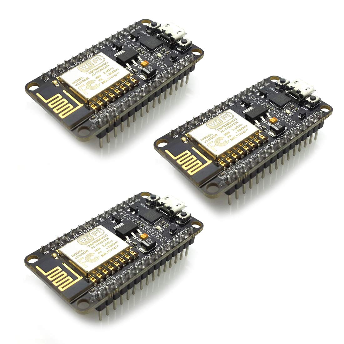 HiLetgo 3pcs ESP8266 NodeMCU CP2102 ESP-12E Development Board Open Source Serial Module Works Great for Arduino IDE/Micropython (Large)